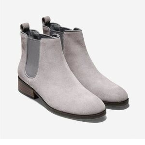 Cole haan Gray Suede Ankle Boots bootie gray grey landsmen landsman heel 10